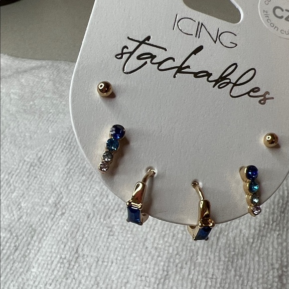 Icing Gold Earrings with Blue and Green Accents - Picture 4 of 4